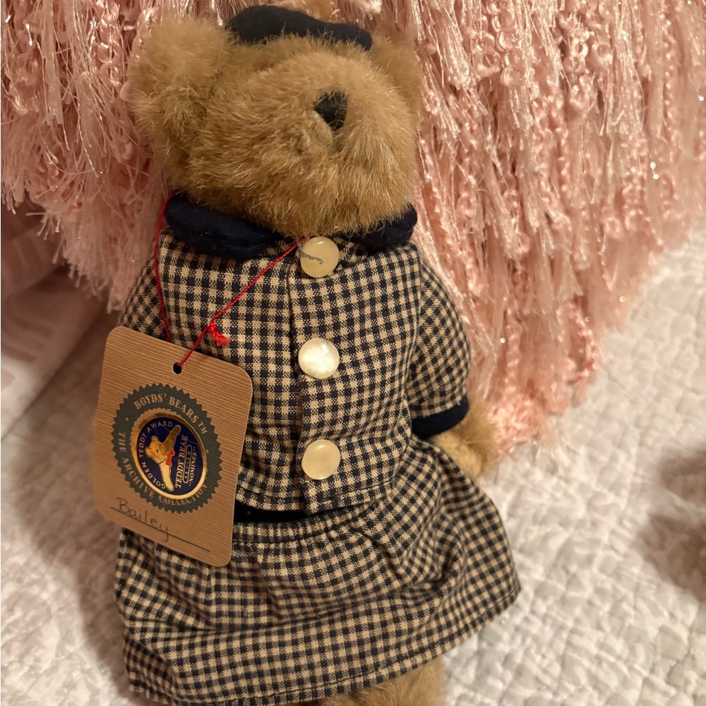 Boyds Bears Teddy Bear with checkered dress and hat